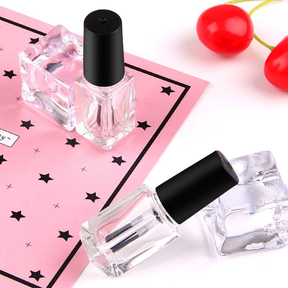 GTHER - 6 botellas de vidrio de esmalte de uñas vacías de 5 ml con tapa de cepillo para polvo, embudo y bolas de mezcla para arte de uñas