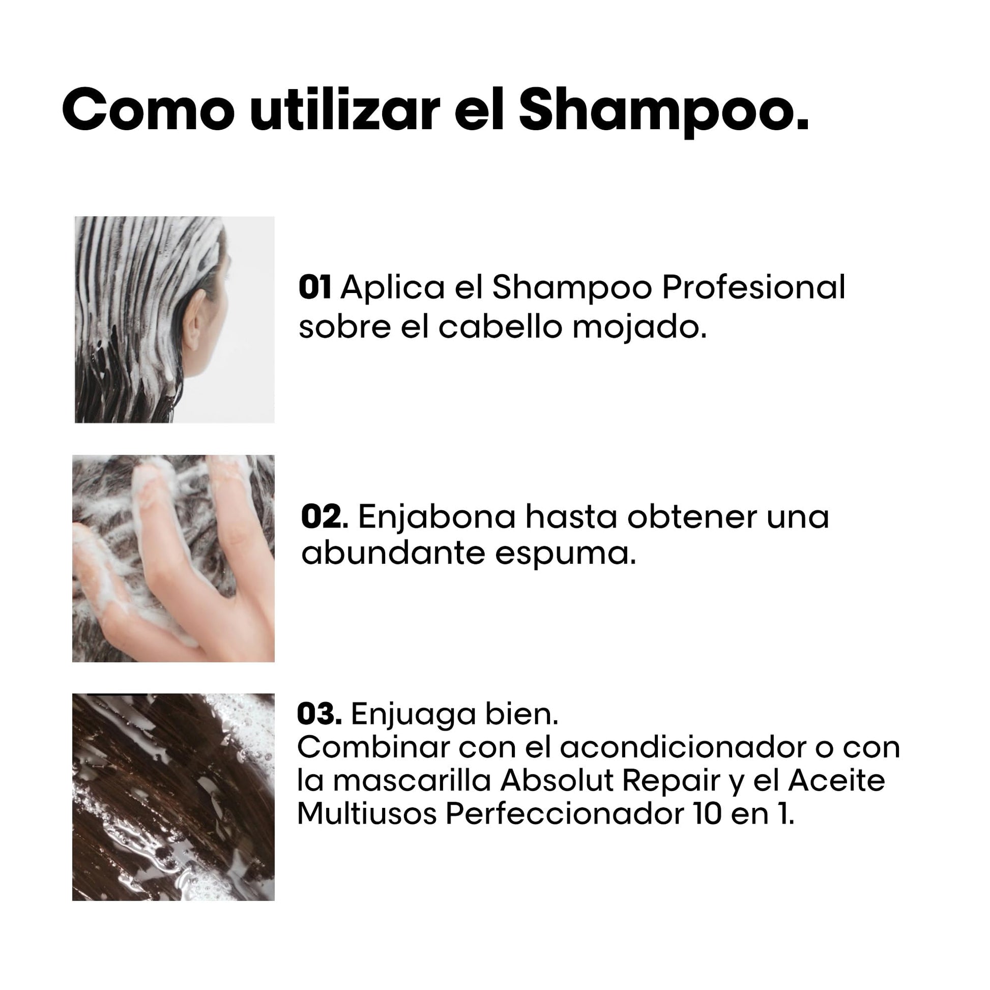 L'Oreal Professionnel Absolut Repair Shampoo | Repara el daño y proporciona brillo | Con quinoa y proteínas | Tratamiento con tecnología de proteínas | Para cabello seco y dañado | 300ml
