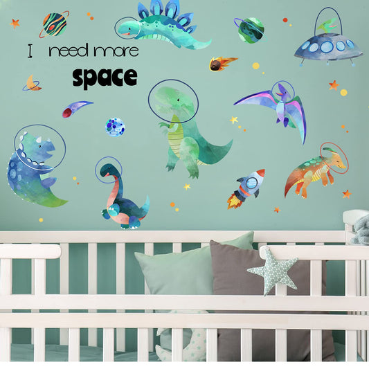 Calcomanía de Pared Yovkky Dinosaurios Espaciales Decoración Divertida para Niños