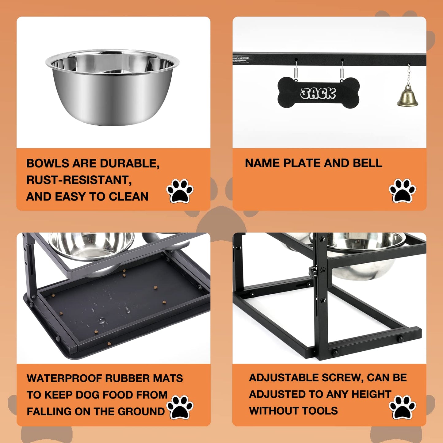 Cuencos Elevados TIDANT Acero Inoxidable Altura Ajustable para Perros Grandes