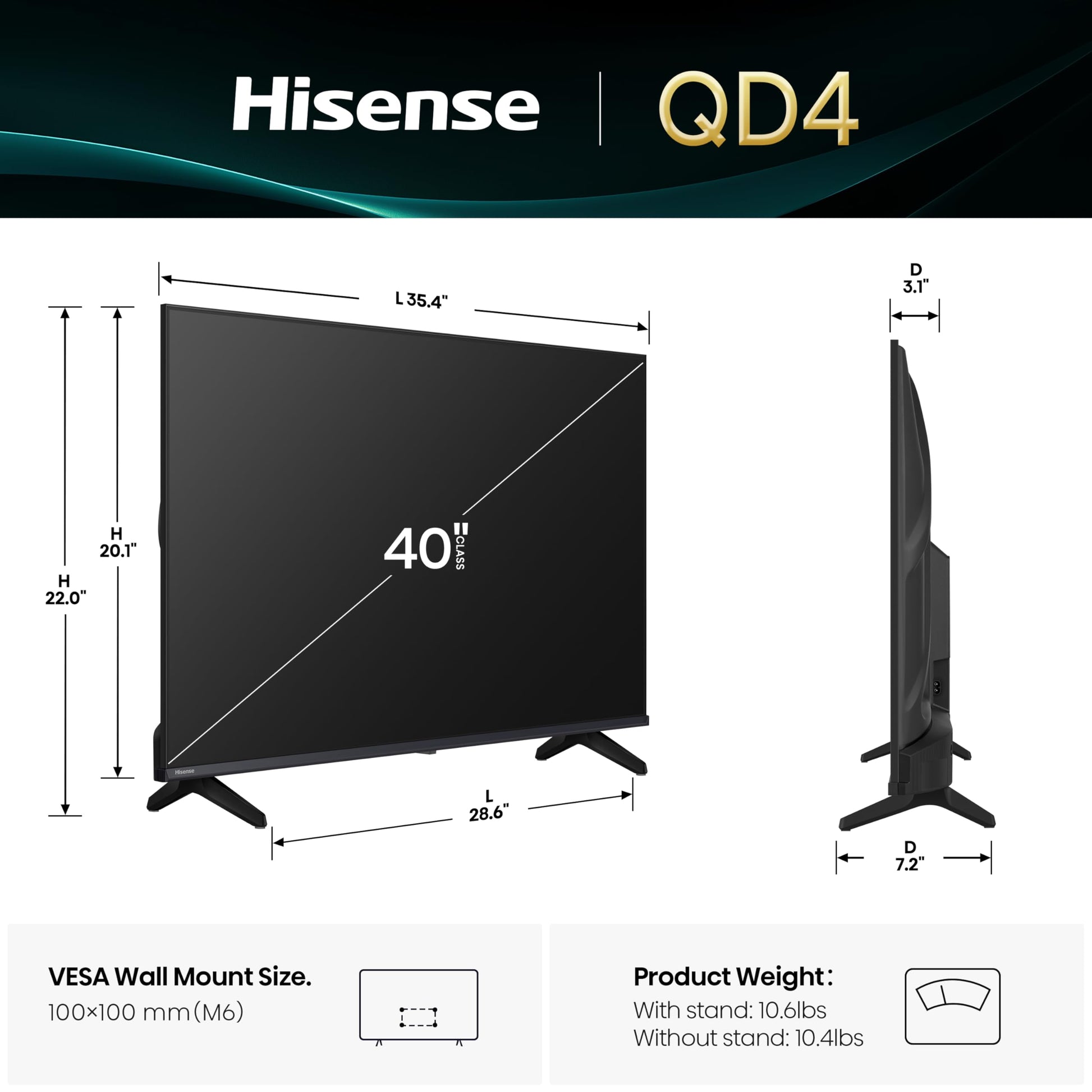 Hisense Serie QD4 QLED FHD Smart Fire TV de 40 Pulgadas (40QD4QF, Modelo 2025) - Color de Punto cuántico, DTS Virtual: X, Alexa Integrado, diseño de Bisel Delgado