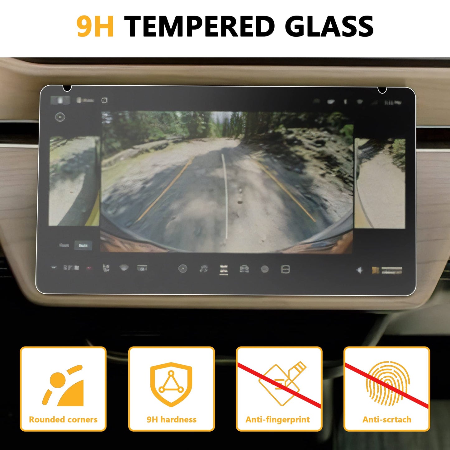RERPRO Protector de visualización de vidrio templado compatible con Rivian R1T R1S 2022 2023, accesorios interiores, panel táctil, visualización táctil, película templada de dureza 9H, paquete de 3 pantallas