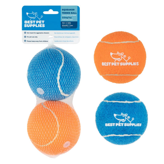 Best Pet Supplies - Pelotas de Tenis chirriantes para Perros, Paquete de 2, Juguetes interactivos de Alta Resistencia para lanzar y Buscar, apoya el Ejercicio y el Entrenamiento de Comportamiento