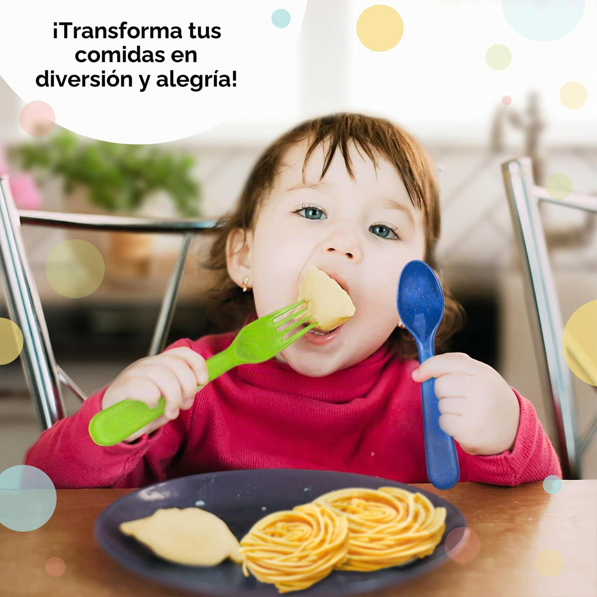 PLASKIDY Juego De 12 Utensilios De Paja De Trigo Para Niños, Tenedores Y Cucharas Sin BPA, Apto Para Lavaplatos, Juego De Cubiertos De Colores Brillantes