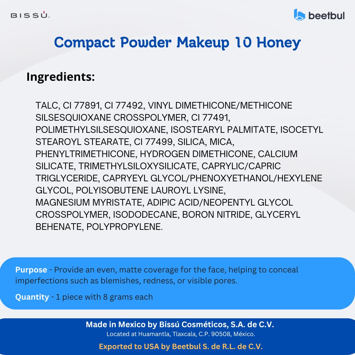 Kit de maquillaje y exfoliación – Polvo compacto Bissú + 1 Almohadilla de terciopelo mediano + 2 Almohadillas de dedos + 1 esponja exfoliante facial (08 Wheat)