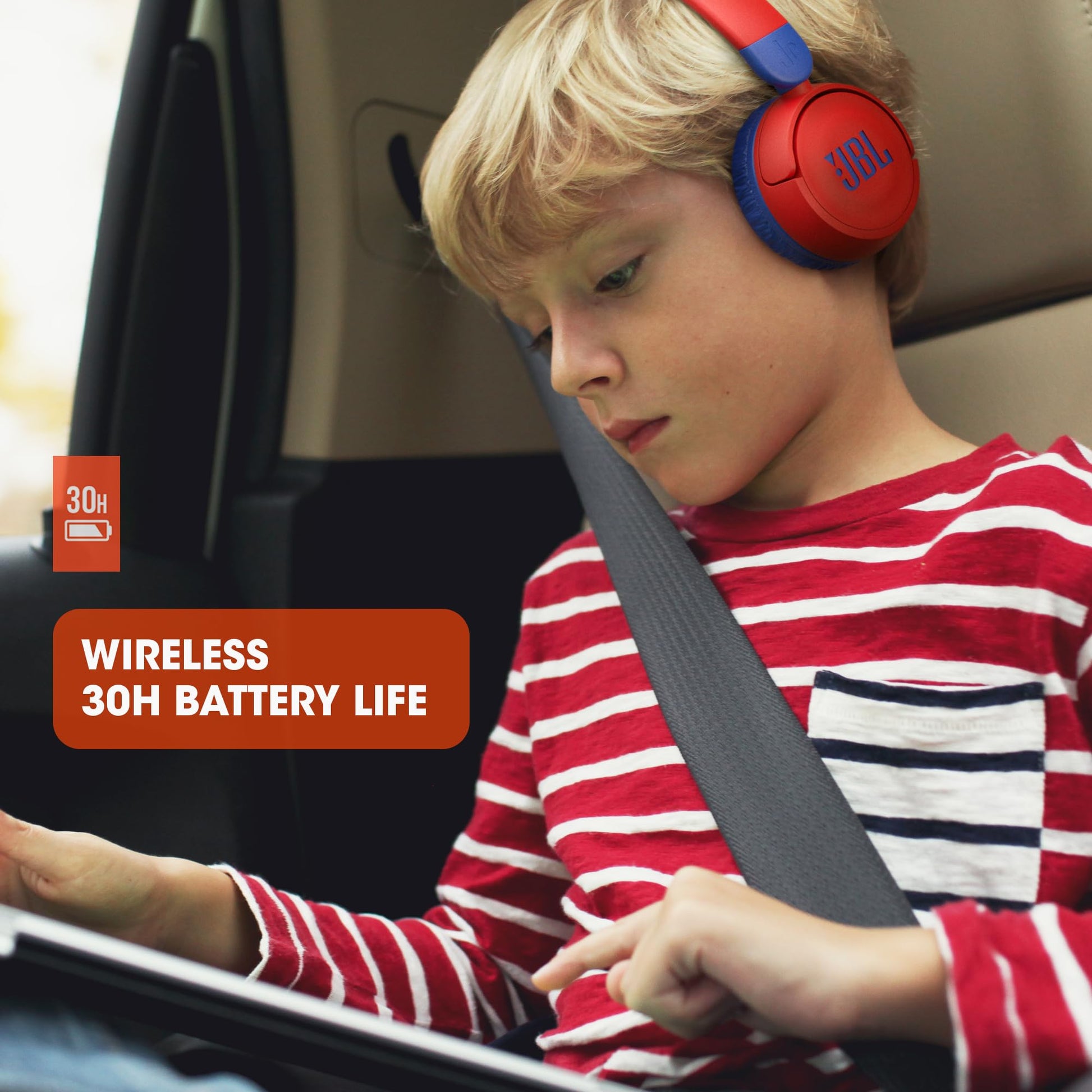 JBL JR310 Audífonos para Niños con Mic/Control, Drivers de 32mm, Conector 3.5mm, Cable Antienredos - Rojo