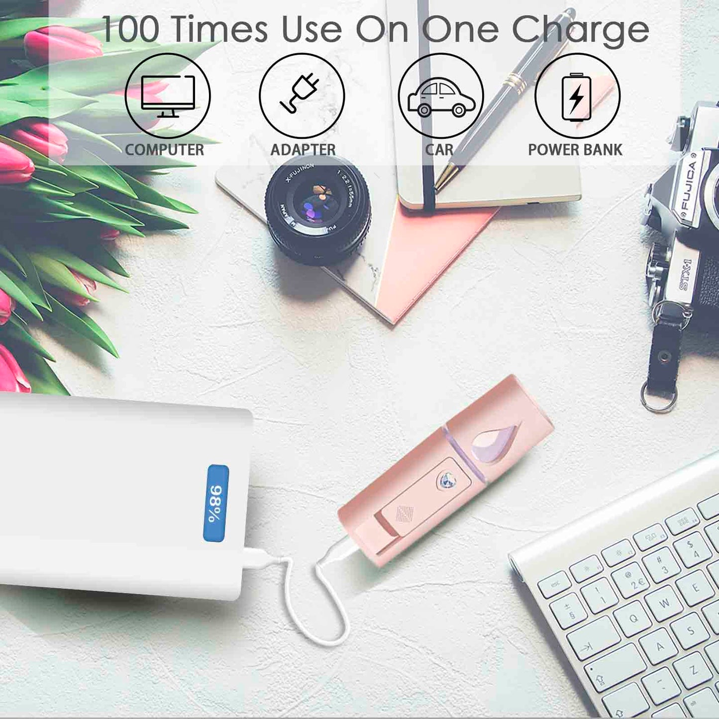 GIVERARE 2 Paquete Nano Vaporizador Facial, Práctico Mini Mister Con Espejo, Rociador de Niebla Recargable Usb, Tanque de Agua Visual Hidratante E Hidratante para Rostro, Maquillaje, Cuidado de La Pie