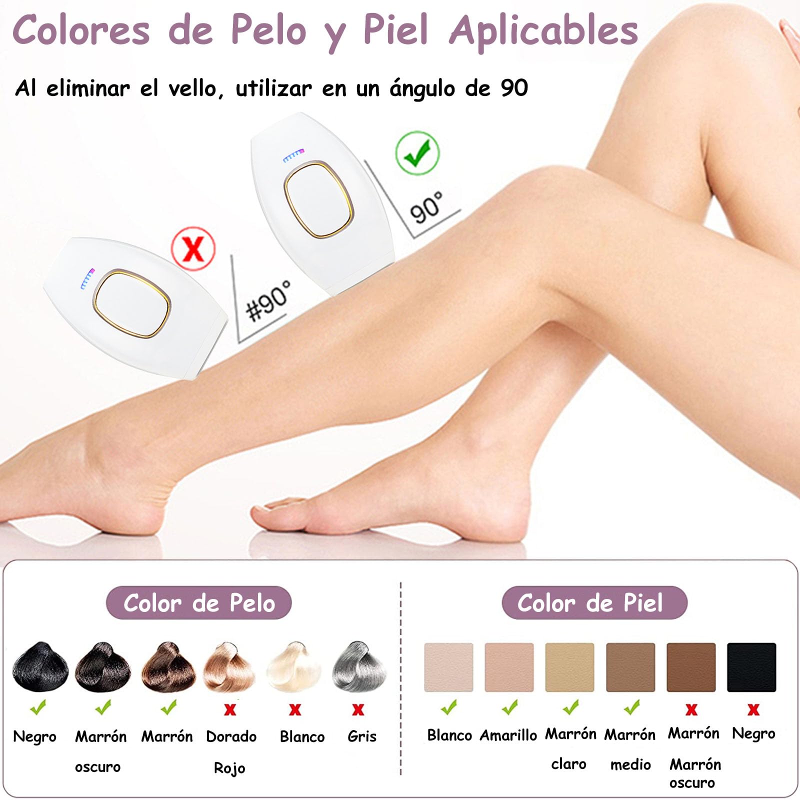 IPL Depiladora de Luz Pulsada - Mini Sistema de Depilación, Flashes Depilación Láser para Mujeres, Depiladora Portátil sin Dolor para Cuerpo, Axilas, Piernas, Línea de Bikini (Blanco)
