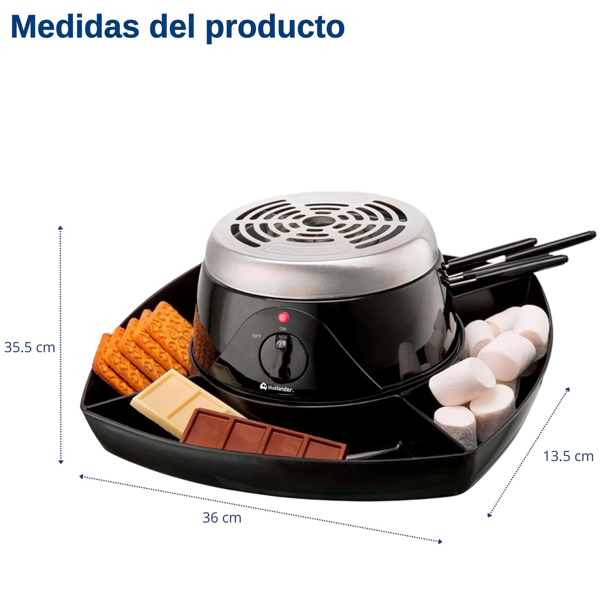 Bluelander Smores Maker, Mesa Electronica Para Interiores, Máquina Eléctronica de Acero Inoxidable, 4 Bandejas Desmontables, Cuatro Tenedores de Asado, Facil de Limpiar, Tostador de Malvaviscos