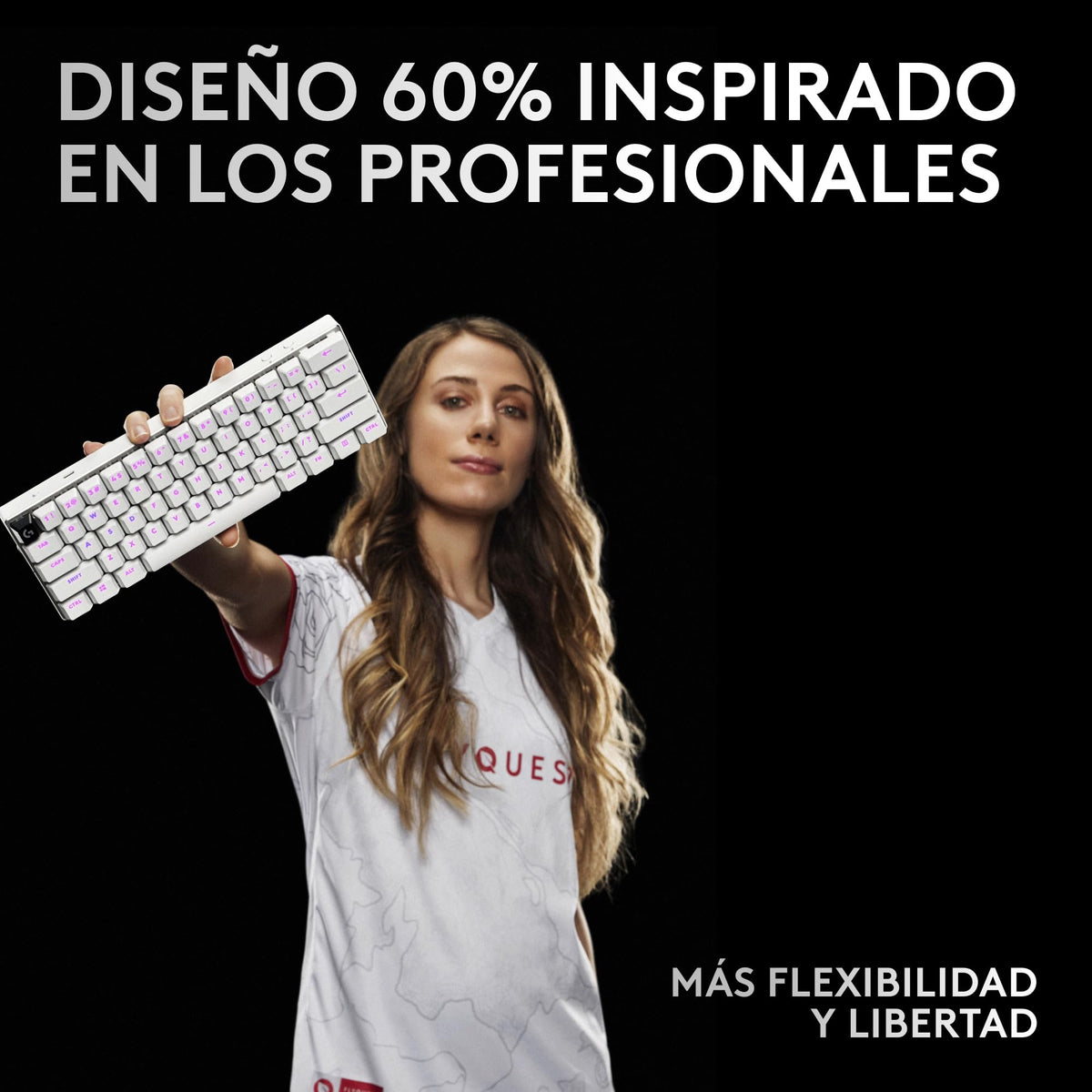 Teclado Inalámbrico Logitech G Pro X Blanco 60% TKL Mecánico Ultra Compacto RGB LIGHTSYNC para Juegos