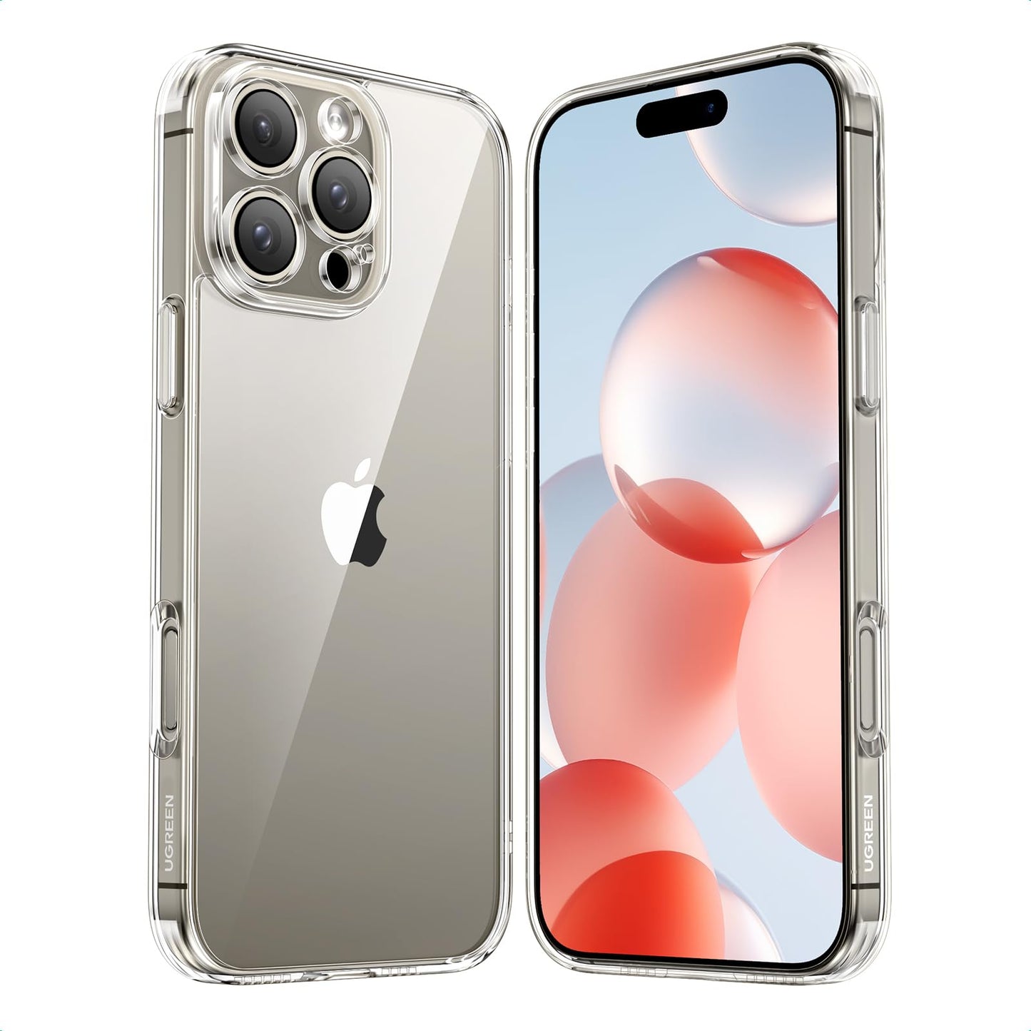 UGREEN Funda para iPhone 16 Pro, Anti-Amarillo con Protección de la Lente y contra Caídas, Case Anticaída y Antidesgaste, Carcasa 6.3", Transparente