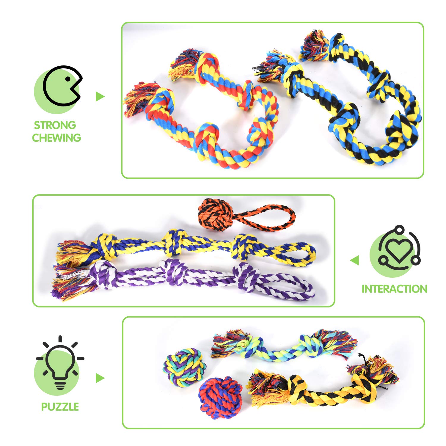 Juguetes para masticar perros grandes, juguetes resistentes para perros agresivos de raza grande, resistente juguete dental para perros medianos, 5 nudos indestructibles juguetes para perros, juguetes de algodón para morder cachorros de dentición masticar