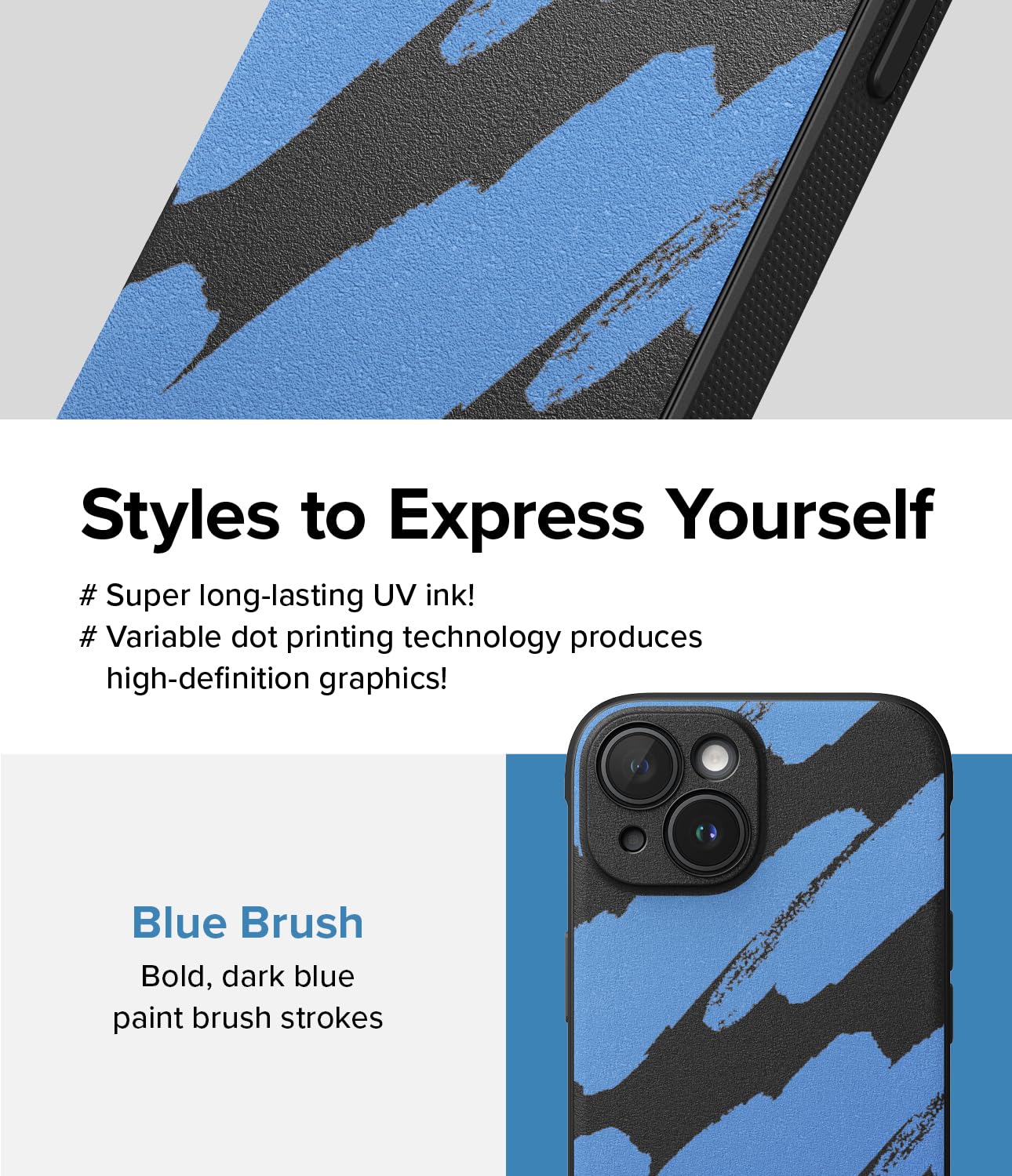 Funda Antideslizante Ringke Onyx Blue Brush de Tacto Agradable para iPhone 15