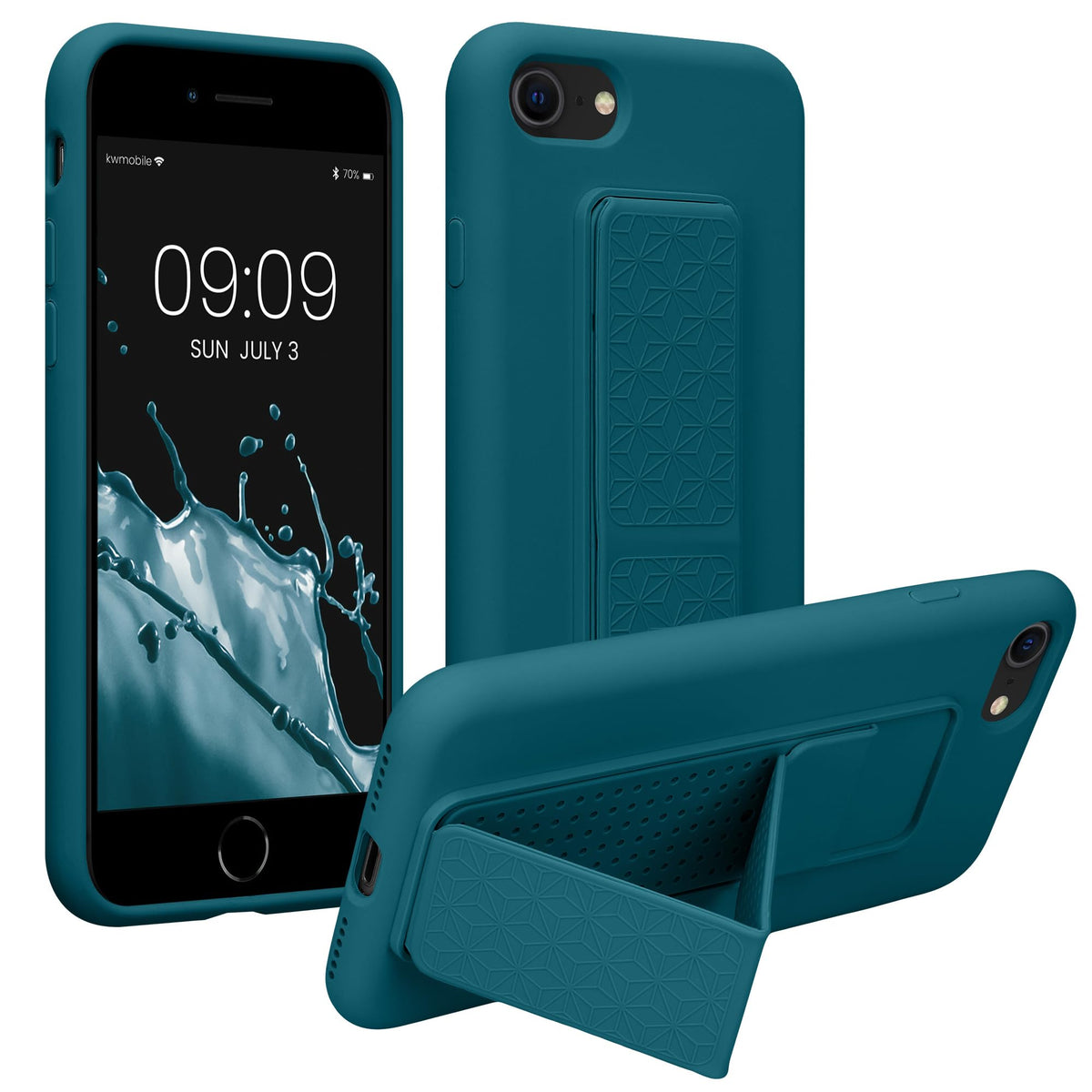 Carcasa para iPhone SE/8/7 kwmobile Petróleo Mate con Soporte y Agarre para Dedo