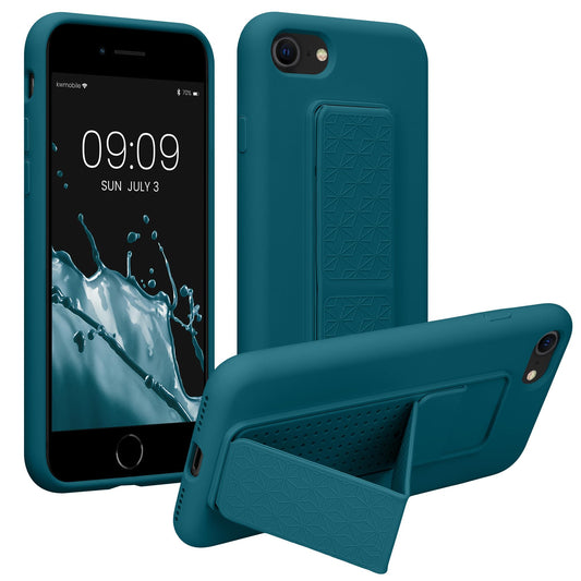Carcasa para iPhone SE/8/7 kwmobile Petróleo Mate con Soporte y Agarre para Dedo