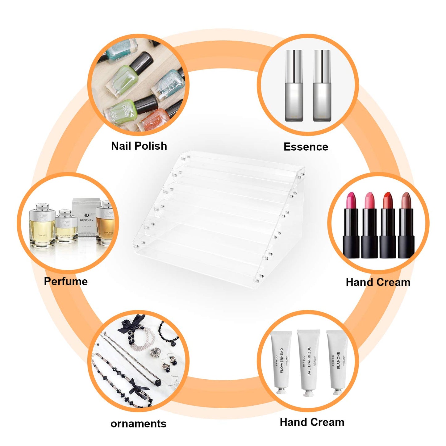 BTremary - Soporte organizador de pintura para esmalte de uñas transparente, estante acrílico de 6 niveles, soporte de exhibición de tinta de tatuaje y aceite esencial, con capacidad para hasta 48-96