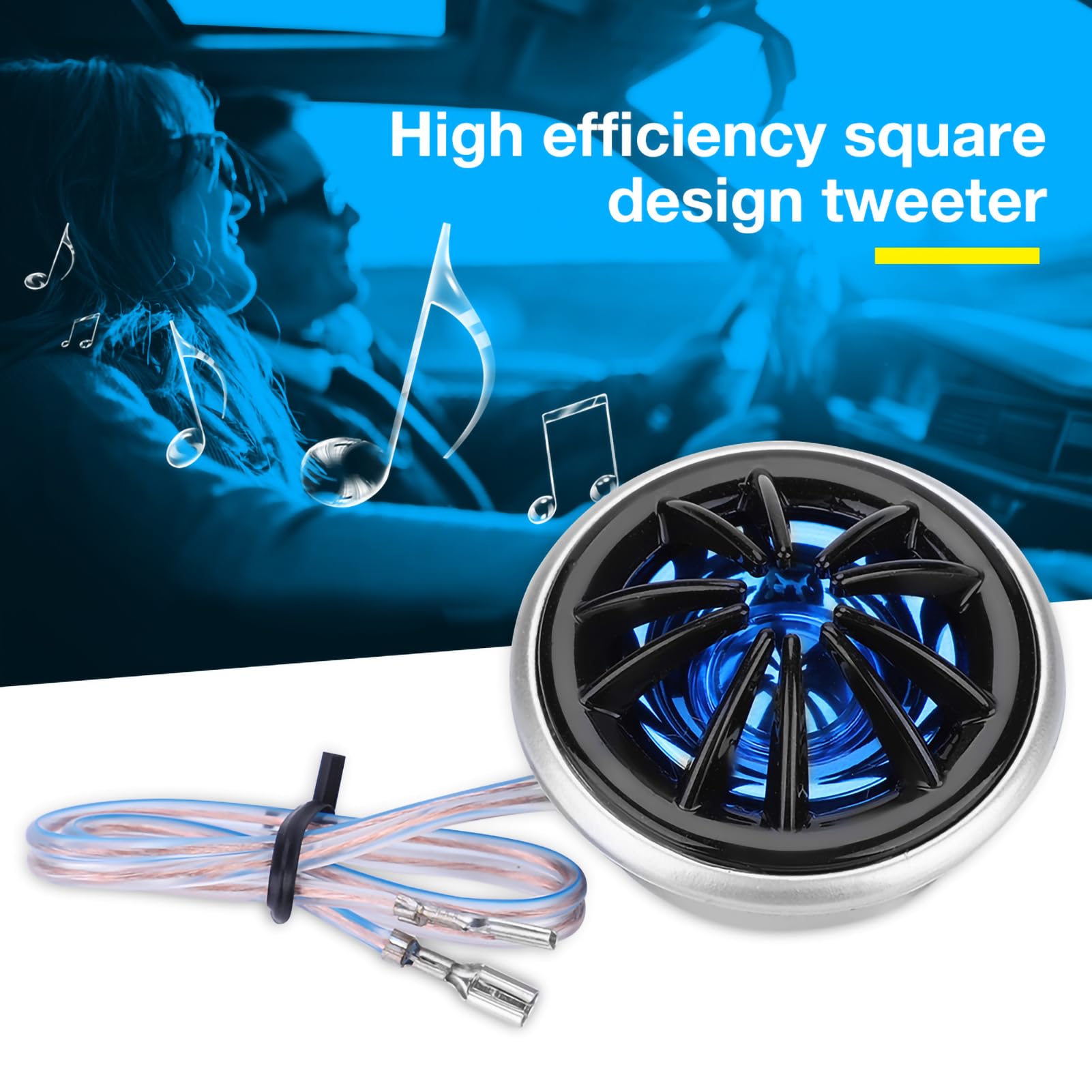 Keenso Reproductor de Audio Fuerte, 1 par de Altavoces para Automóvil Reproductor de Música Audio Super Power Dome Tweeter 130W