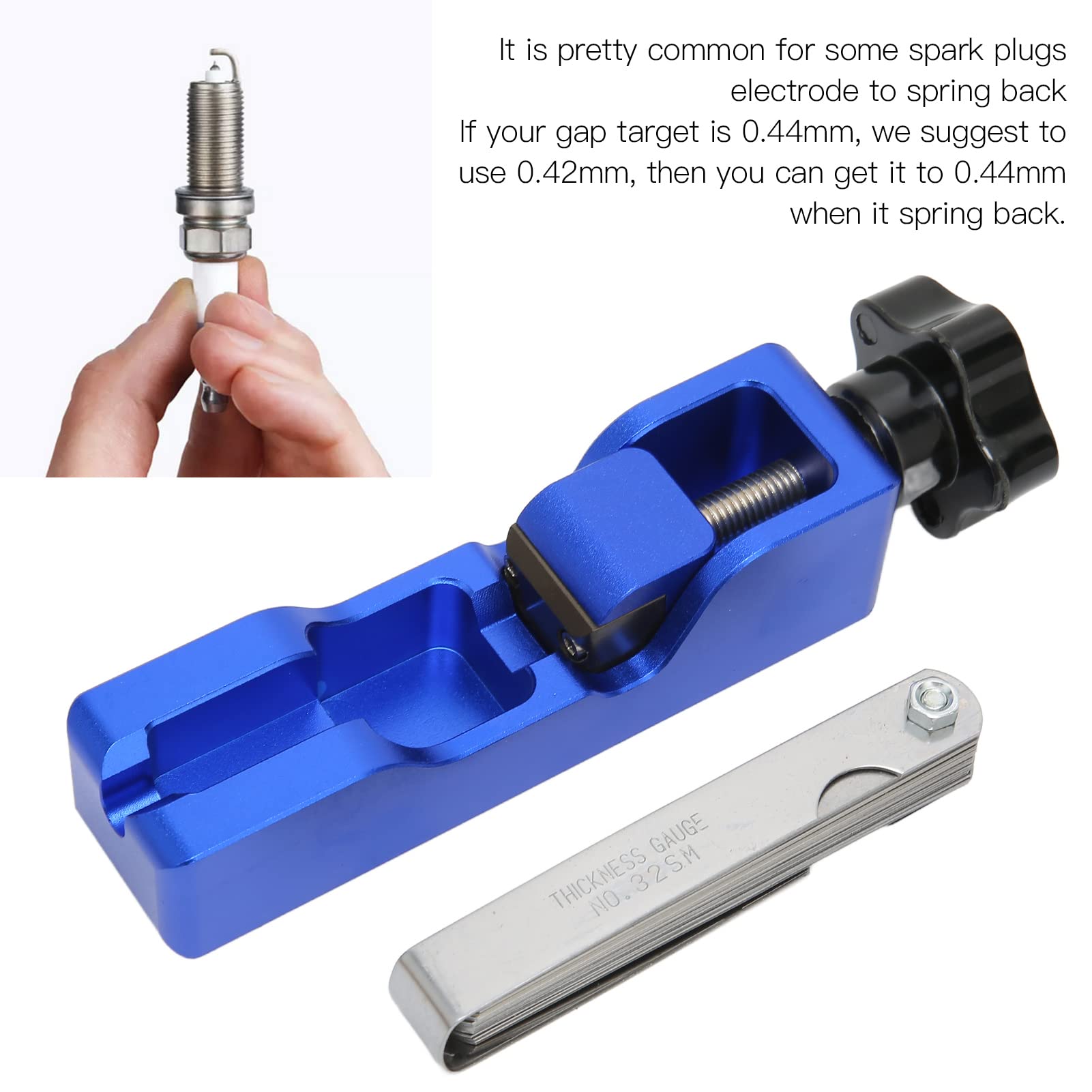 GYZOUKA Herramienta Universal para Separación de Bujías, 10mm, 12mm, 14mm, 16mm, Ajuste de Separación de Bujías con Galga de Espesores para 5671A (Azul)