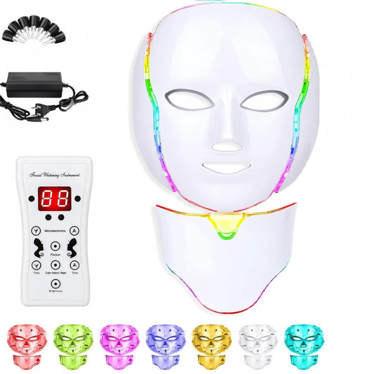 Mascara LED Facial de 7 Colores con Control Remoto para Cara y Cuello