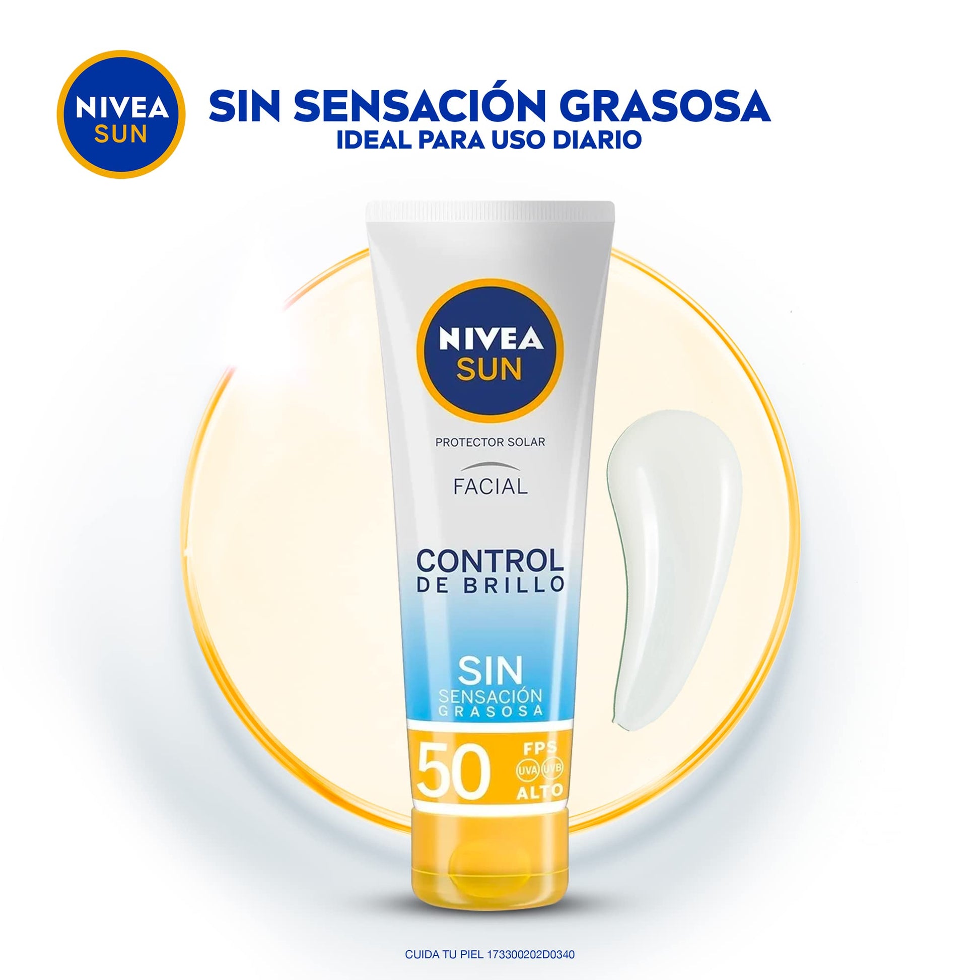 Garnier SkinActive. Kit express aclara: serum, crema y gel con vitamina c + Nivea Sun. Protector Solar Facial FPS50 Control De Brillo 50 ml