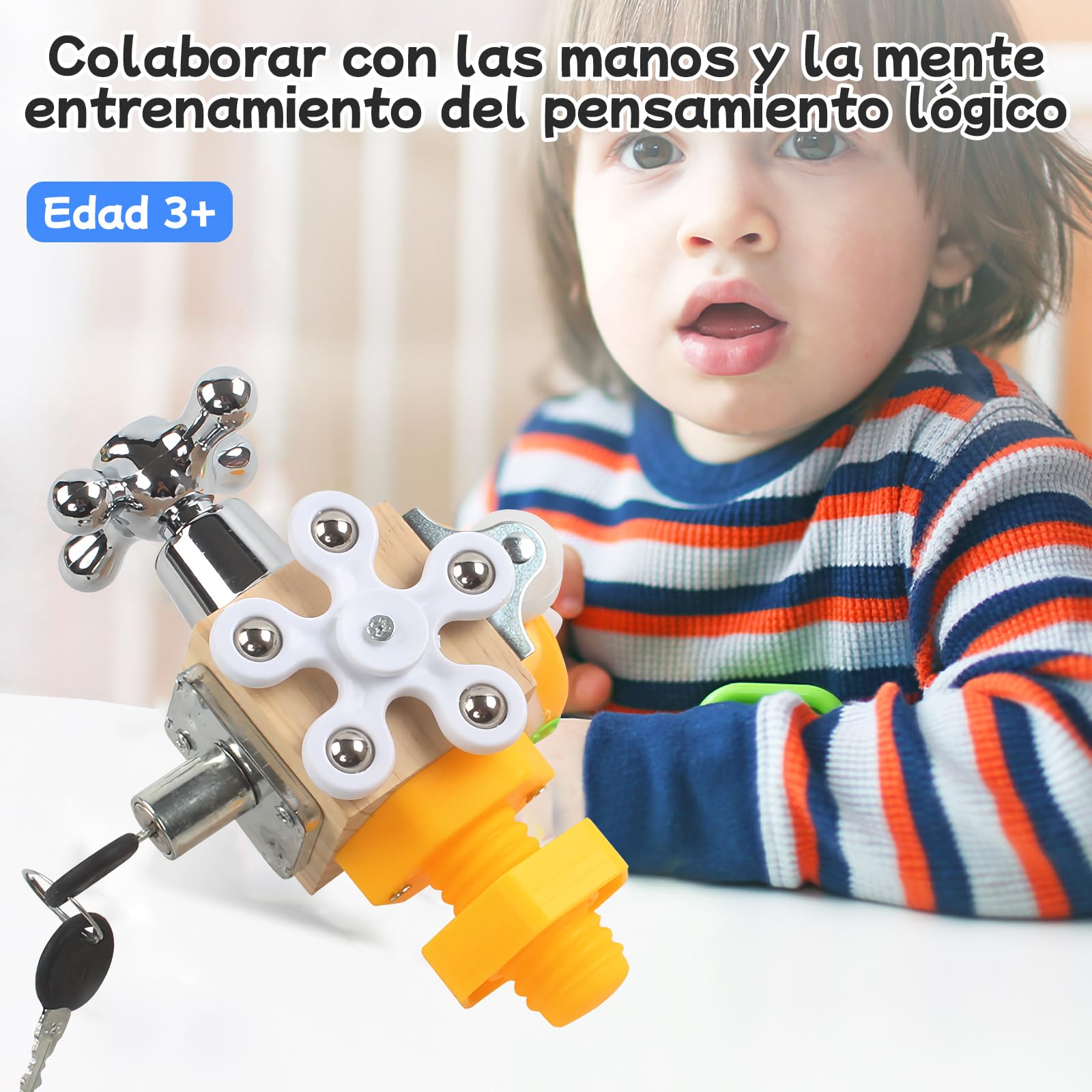 Juguete de Aprendizaje Sensorial con Cerraduras,Tablero Sensorial,Cerraduras Juguete Sensorial,Juguetes Educativos De Aprendizaje Temprano Mejora la Coordinación,Educativos Montessori Lock Picking Toy