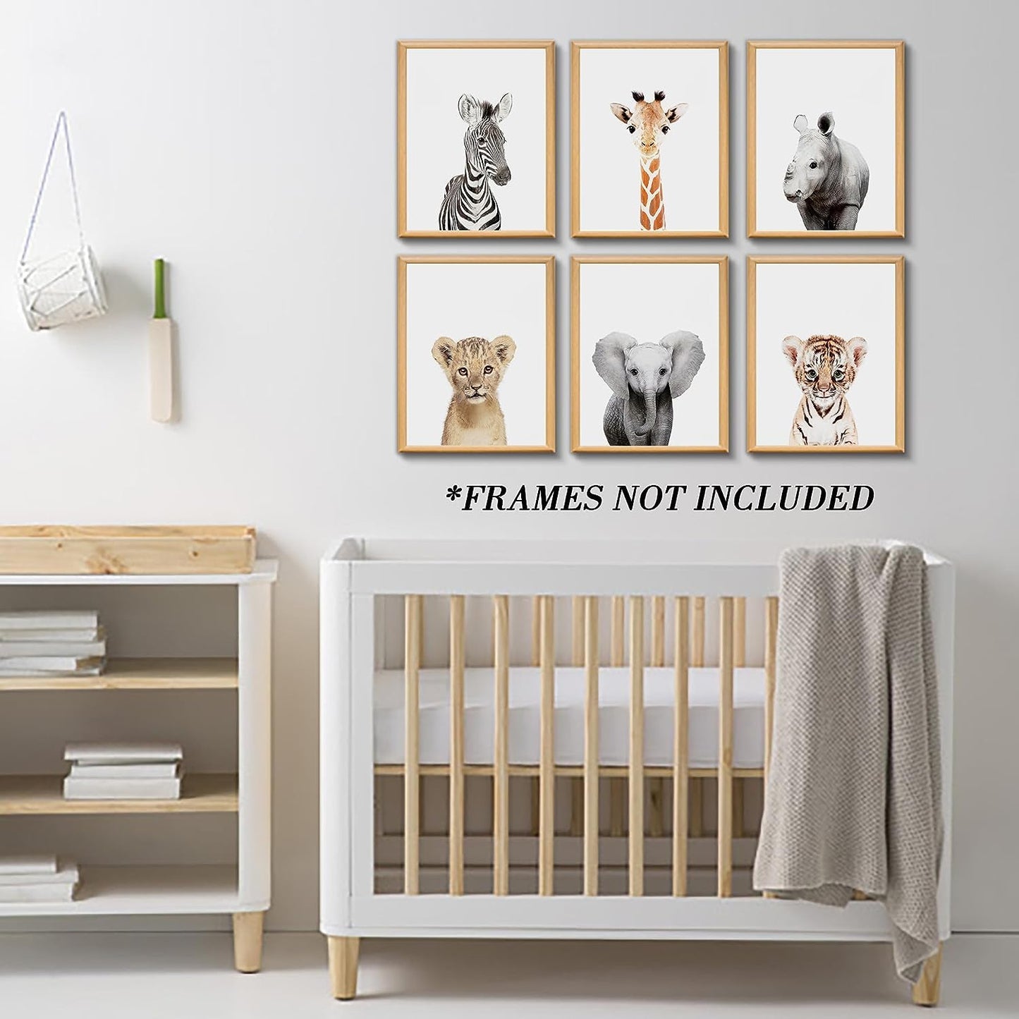 Calmart Jungle Safari Animal Prints, arte de pared, paquete de 6, sin marco, moderno, contemporáneo, tema animal, impermeable, orientación paisajística, acabado brillante, decoración de habitación de