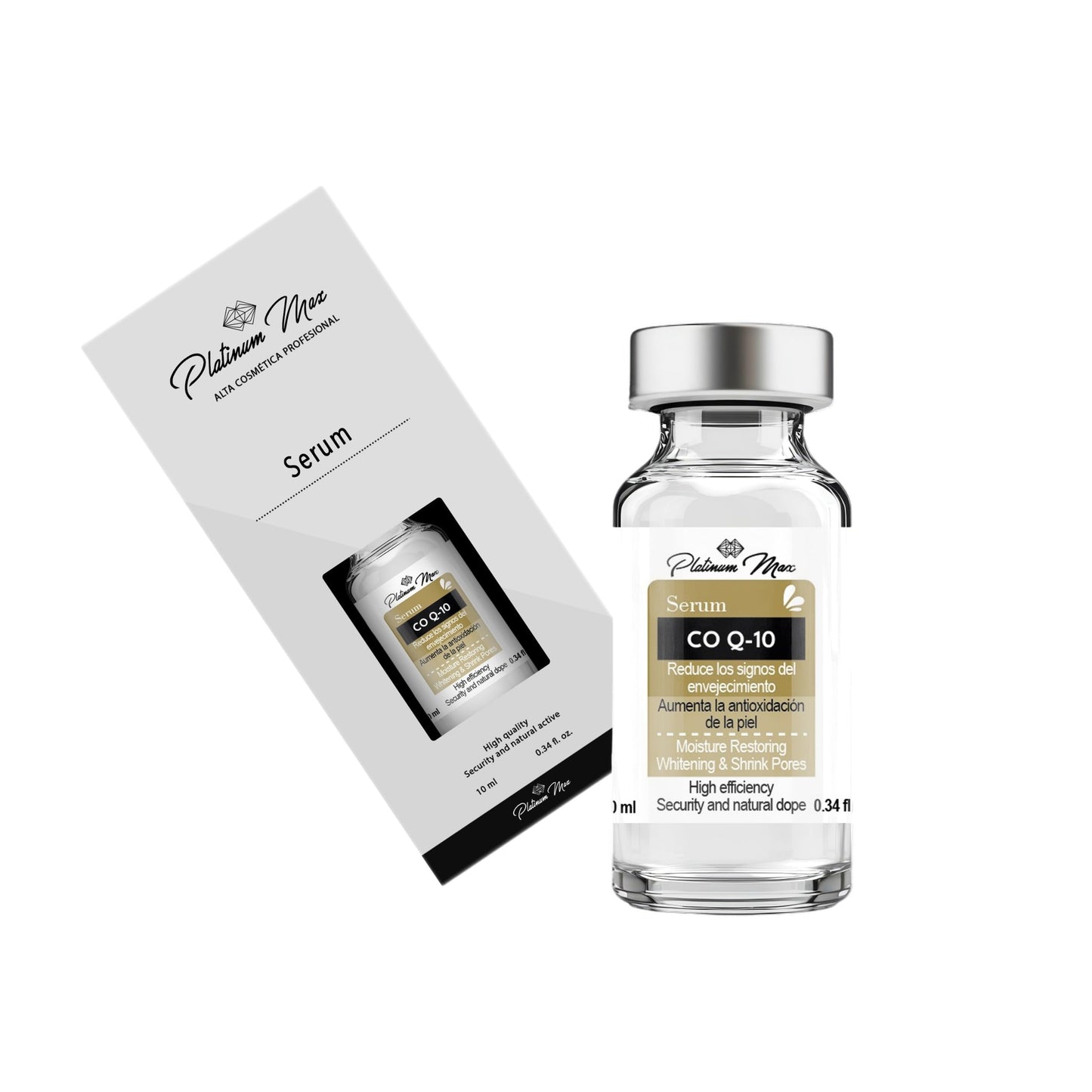 Set de Serums Faciales PLATINUMMAX Coenzima Q10 6 Péptidos Ácido Hialurónico