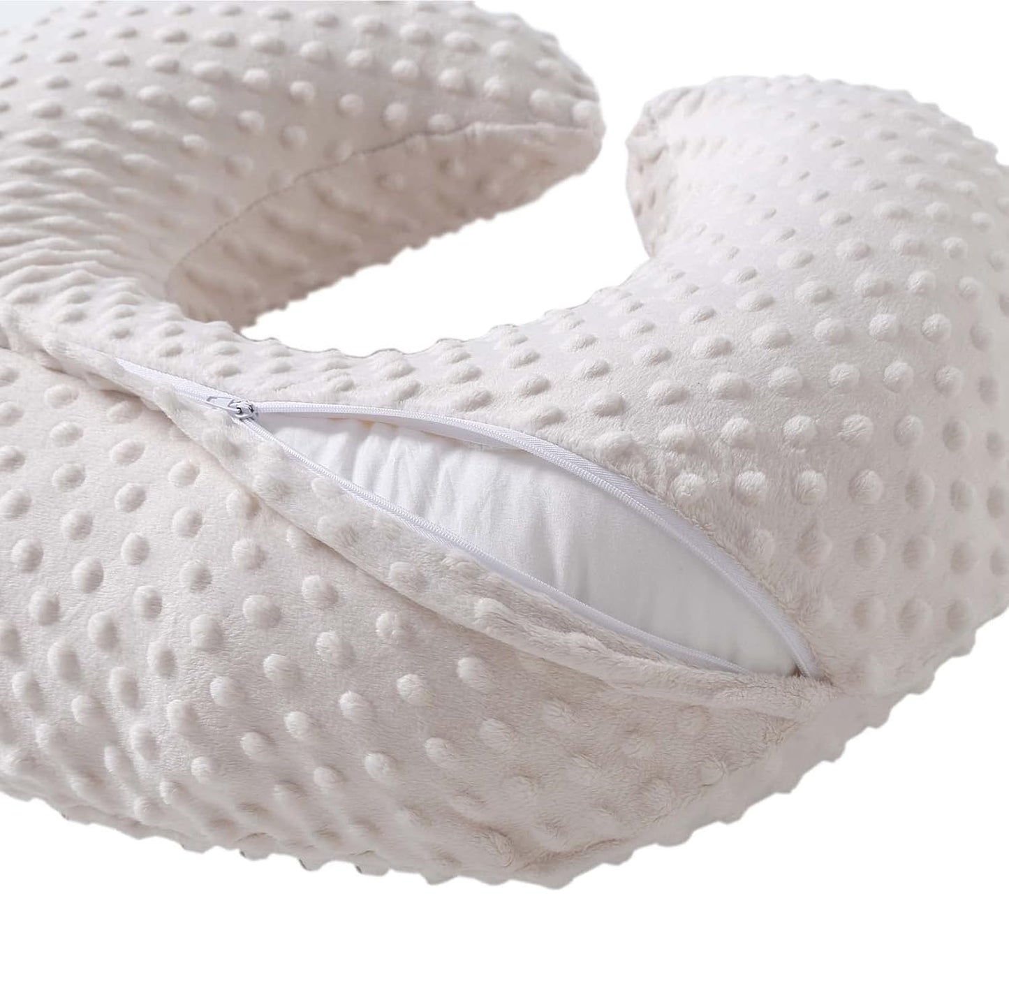 QUENESS Funda de almohada de lactancia materna, fundas de almohada de lactancia, funda deslizable de felpa con puntos, funda de almohada (beige)