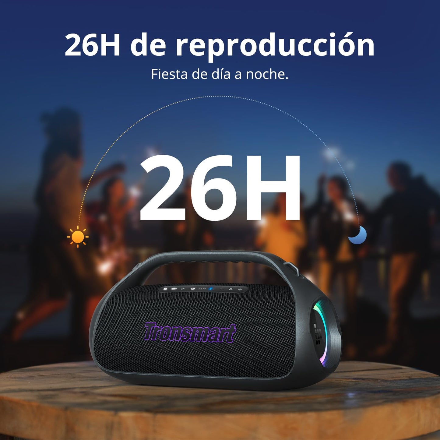 Tronsmart Bang 2 Bocina Bluetooth Portátil para Fiestas, 26H de reproducción sin Miedo al Agua, 90W de Potencia Pura, IPX6 (Negro)