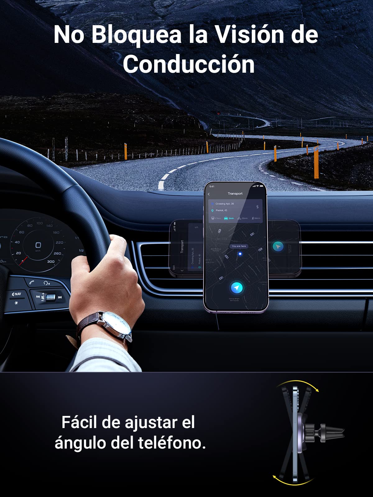 Soporte Celular UGREEN Negro con Anillo Magnético para Auto