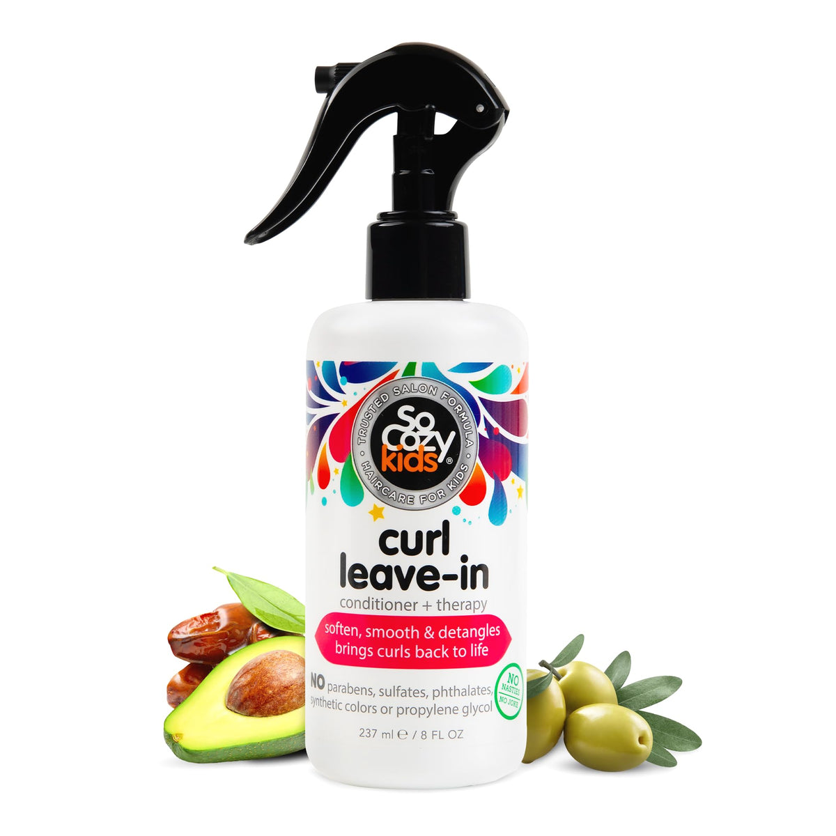 SoCozy Curl Leave-In Conditioner - Detangles and Restores Curls While Infusing Them with Moisture for Shiny, Soft Curls - Sweet Pea Scent, 8 Fluid Ounces