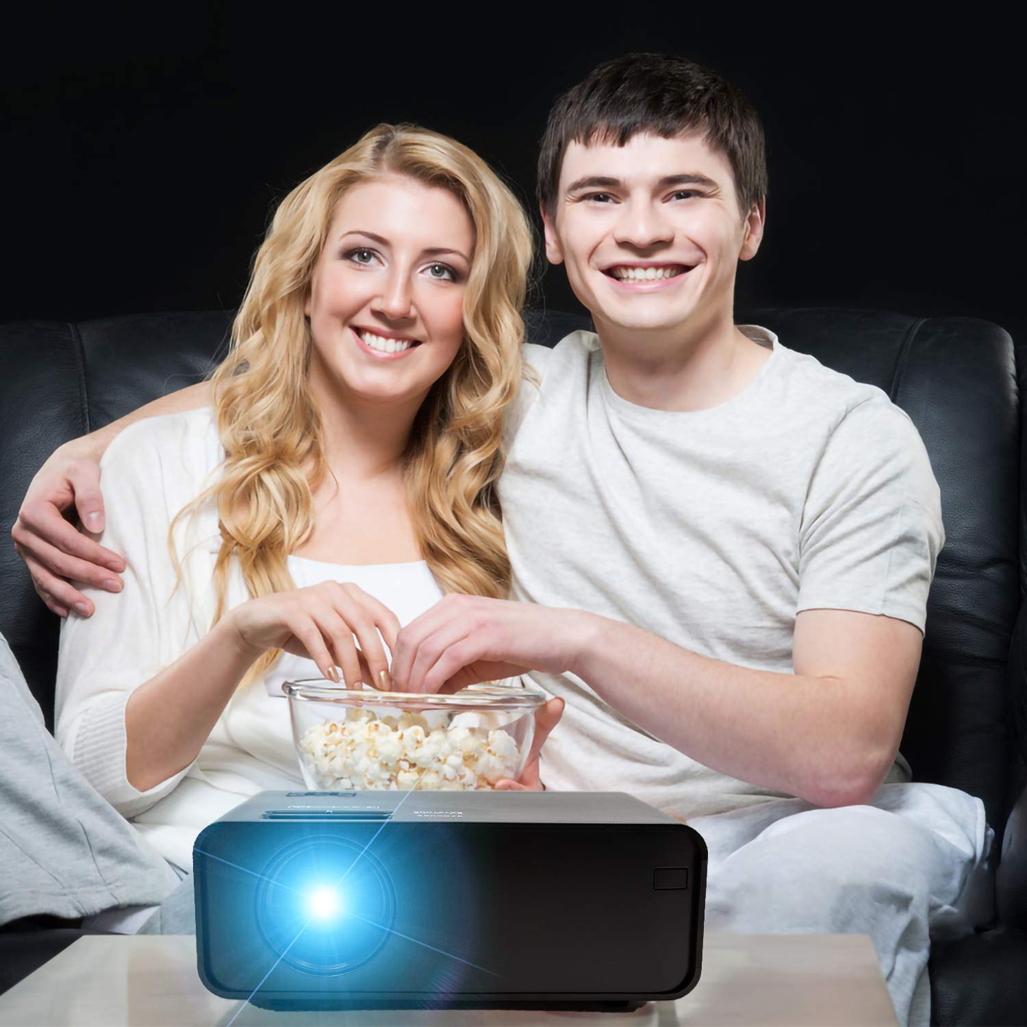 Hertekdo Projector, Full HD 1080p projector Multimedia films projector at Home, HDMI, VGA, USB, AV projectors