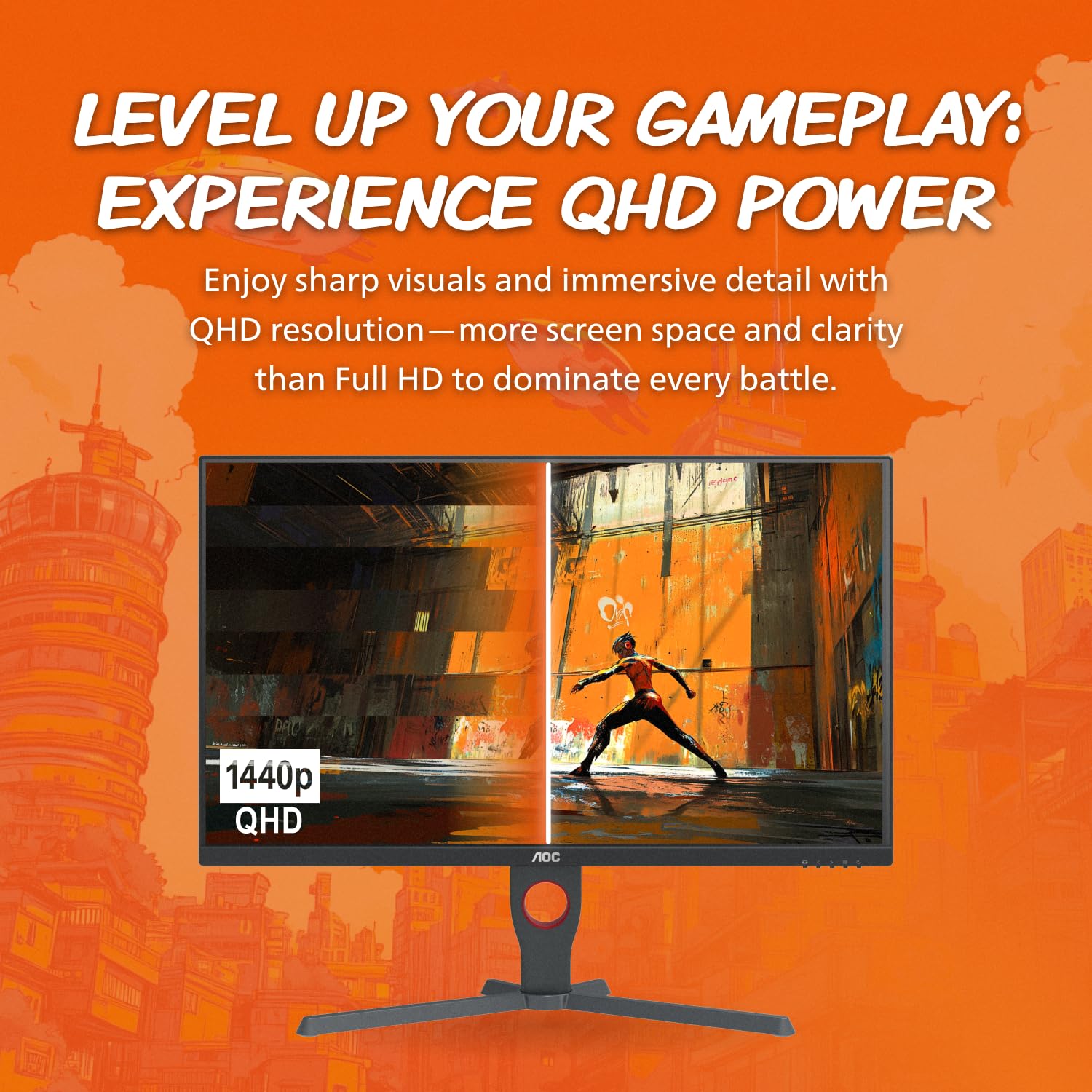 AOC Q27G10ZE Monitor para juegos de 27 pulgadas, QHD 2560 x 1440, hasta 260Hz 0,5 ms, HDMI 2.0 x2, DisplayPort x1, 3 lados sin marco, consola lista para juegos