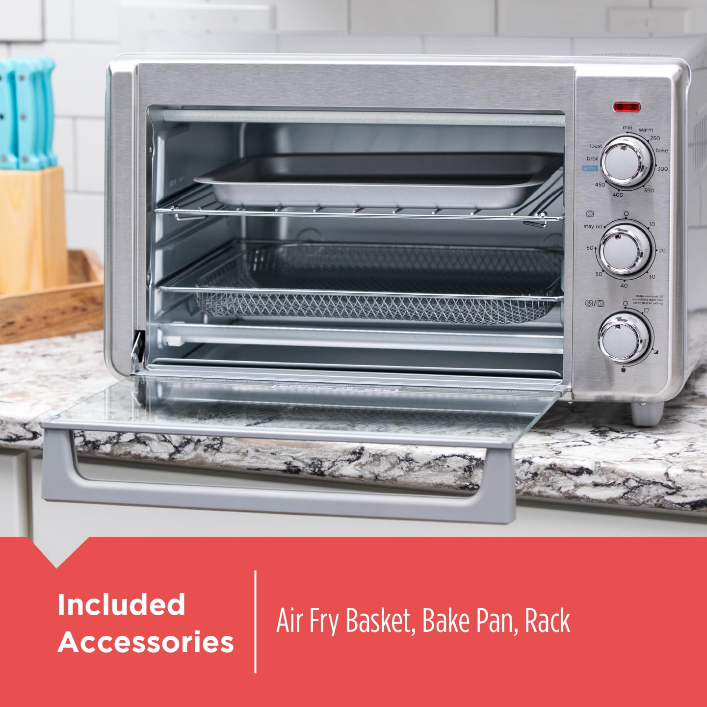 BLACK+DECKER™ Crisp 'N Bake Air Fry Horno, se adapta a una pizza de 12 pulgadas, plata