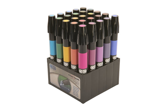 Chartpak AD marcadores, Tri-Nib, 25 varios colores Art director en cubo, 1 de cada color (K), Cubo, 12 Assorted Basic Colors