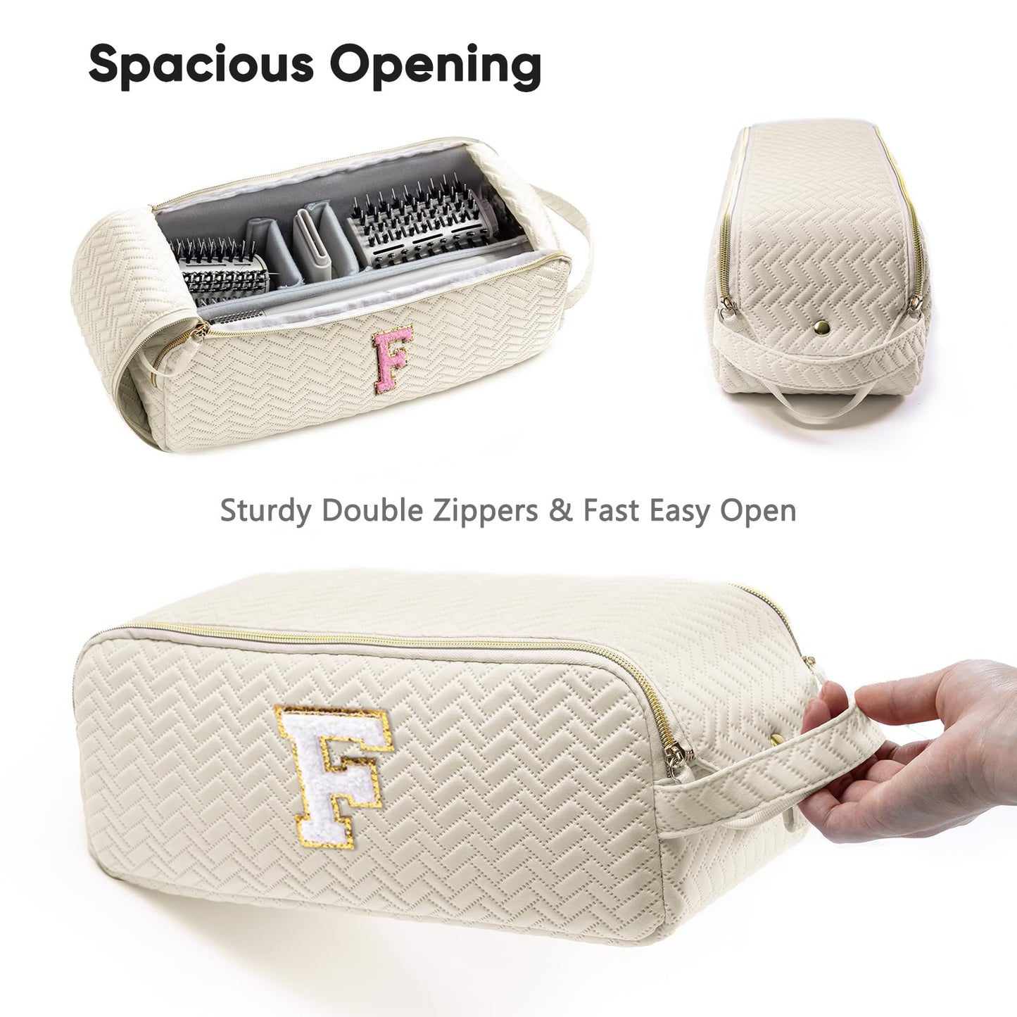 Bolsa de viaje para herramientas de cabello con inicial, compatible con Shark Flexstyle, funda de transporte portátil de tiburón, funda de secador de pelo, F