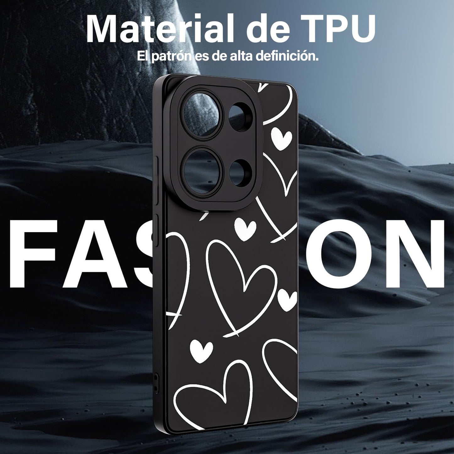 Threehao Funda para Redmi Note 13 Pro 4G y Poco M6 Pro 4G, Ultra Delgado Flexible Suave TPU Silicona Carcasa con Moda Aesthetic Dibujos Corazón Blanco Simple, Antigolpes Anti-arañazos Protectora