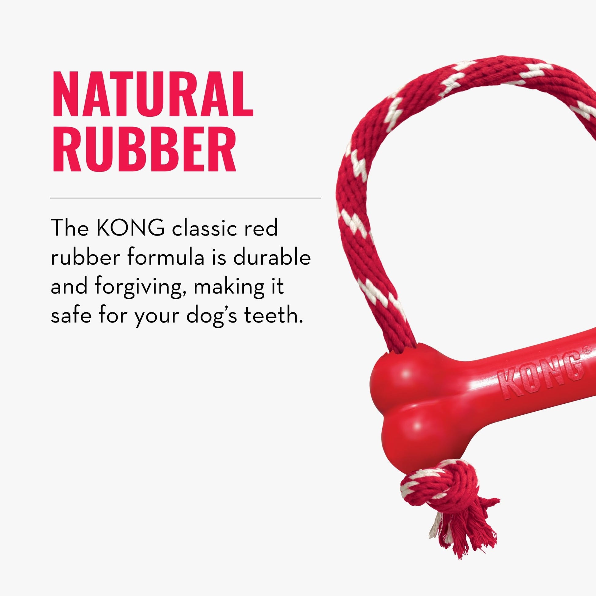 KONG Goodie Bone with Rope Dog Toy, Rojo, XS