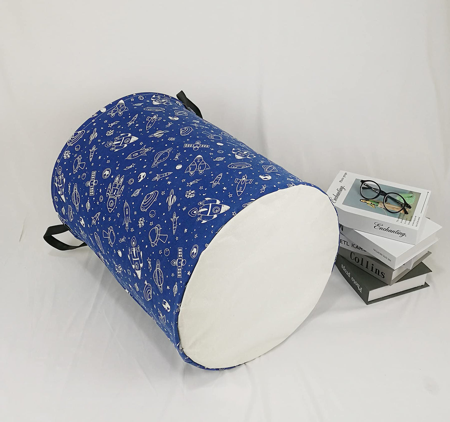KUNRO - Cesta de almacenamiento redonda de gran tamaño, con revestimiento impermeable, organizadora, para guardería, ropa y juguetes