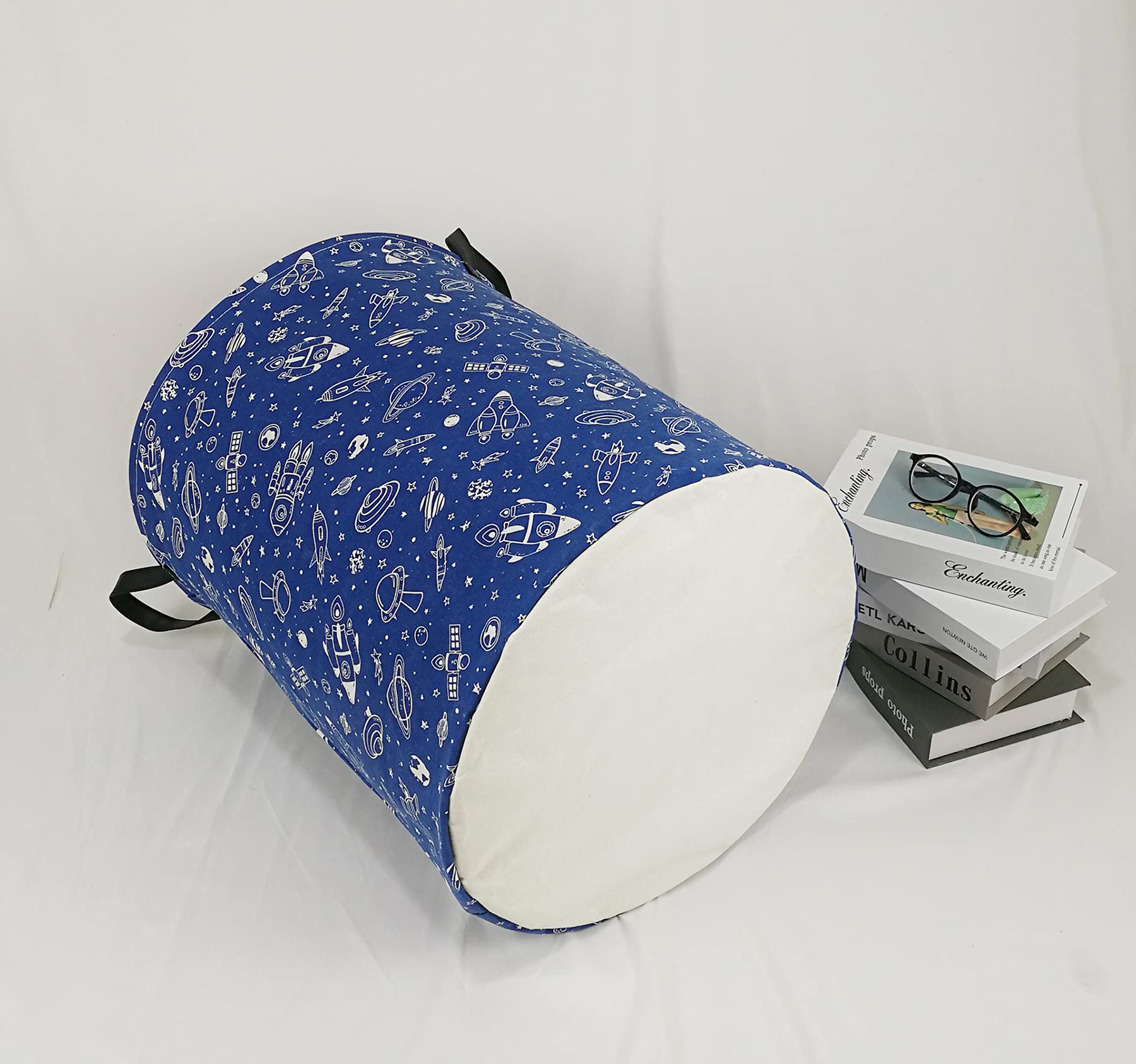KUNRO - Cesta de almacenamiento redonda de gran tamaño, con revestimiento impermeable, organizadora, para guardería, ropa y juguetes