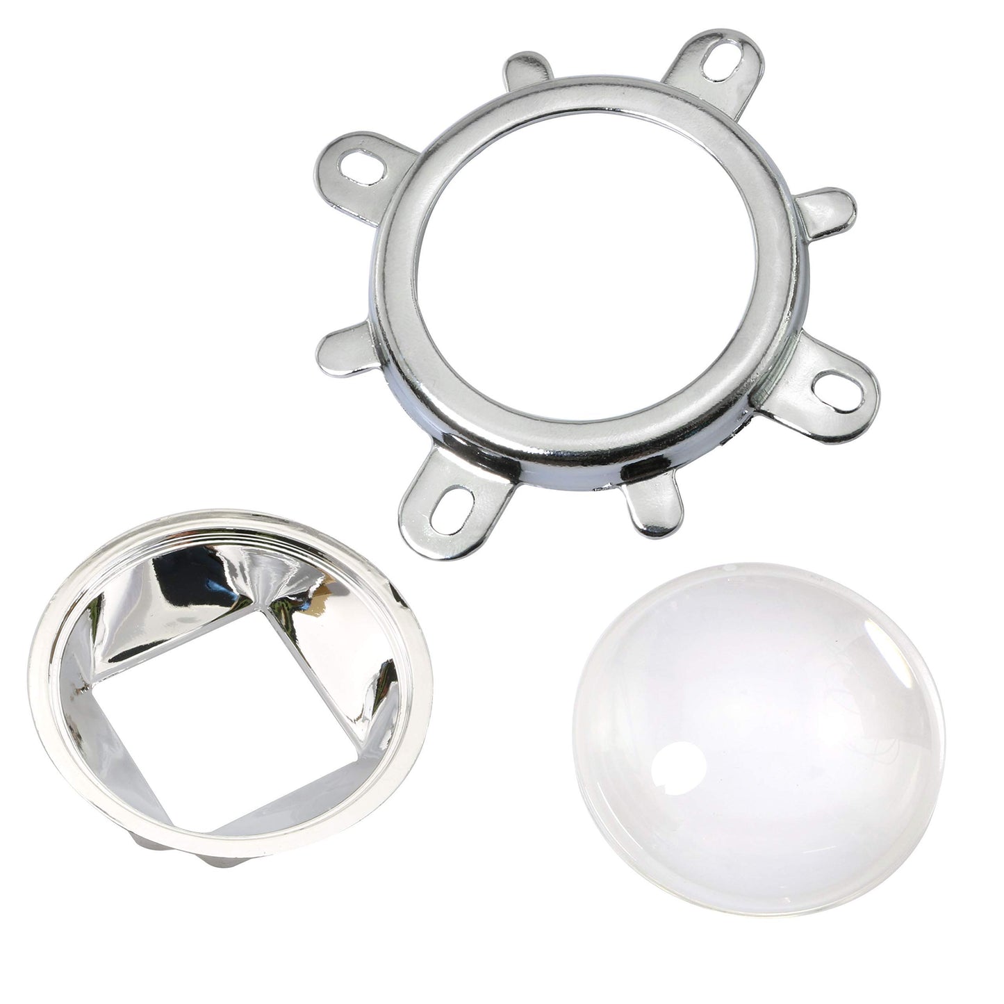 MEETOOT 1 juego de lentes de 120 grados de 44 mm + carcasa de base reflectora de 50 mm + soporte fijo para lámpara LED de 20 W-100 W, kit de copa reflectora LED