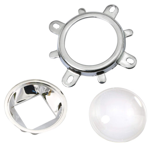 MEETOOT 1 juego de lentes de 120 grados de 44 mm + carcasa de base reflectora de 50 mm + soporte fijo para lámpara LED de 20 W-100 W, kit de copa reflectora LED