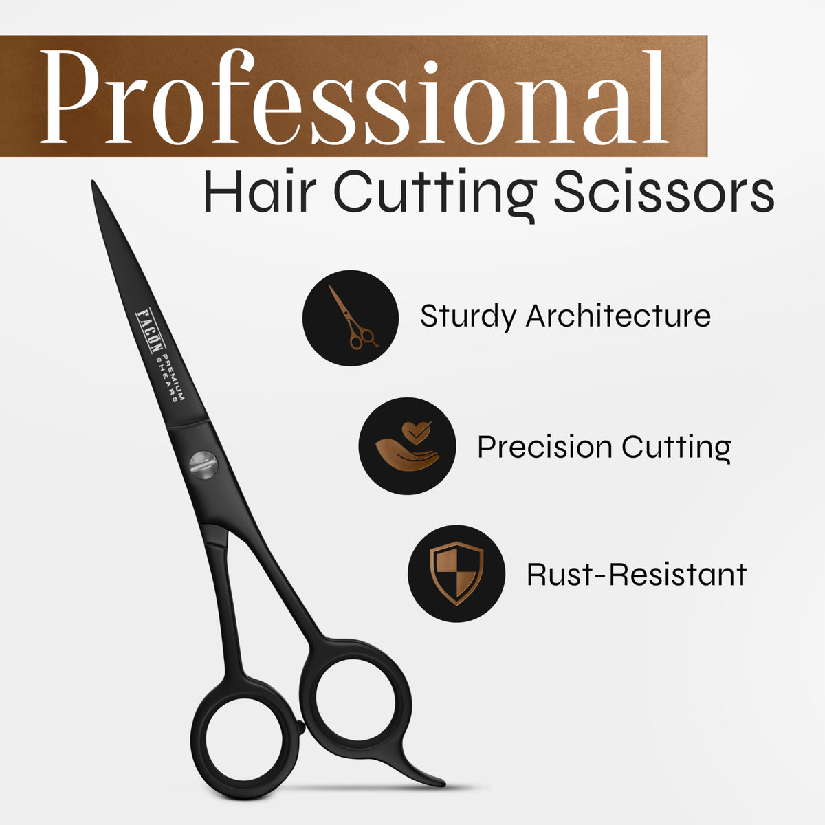 Facón Tijera de barbero profesional, acero inoxidable japonés, 16,5 cm de longitud, ajuste fino, tuerca de ajuste, calidad de salón