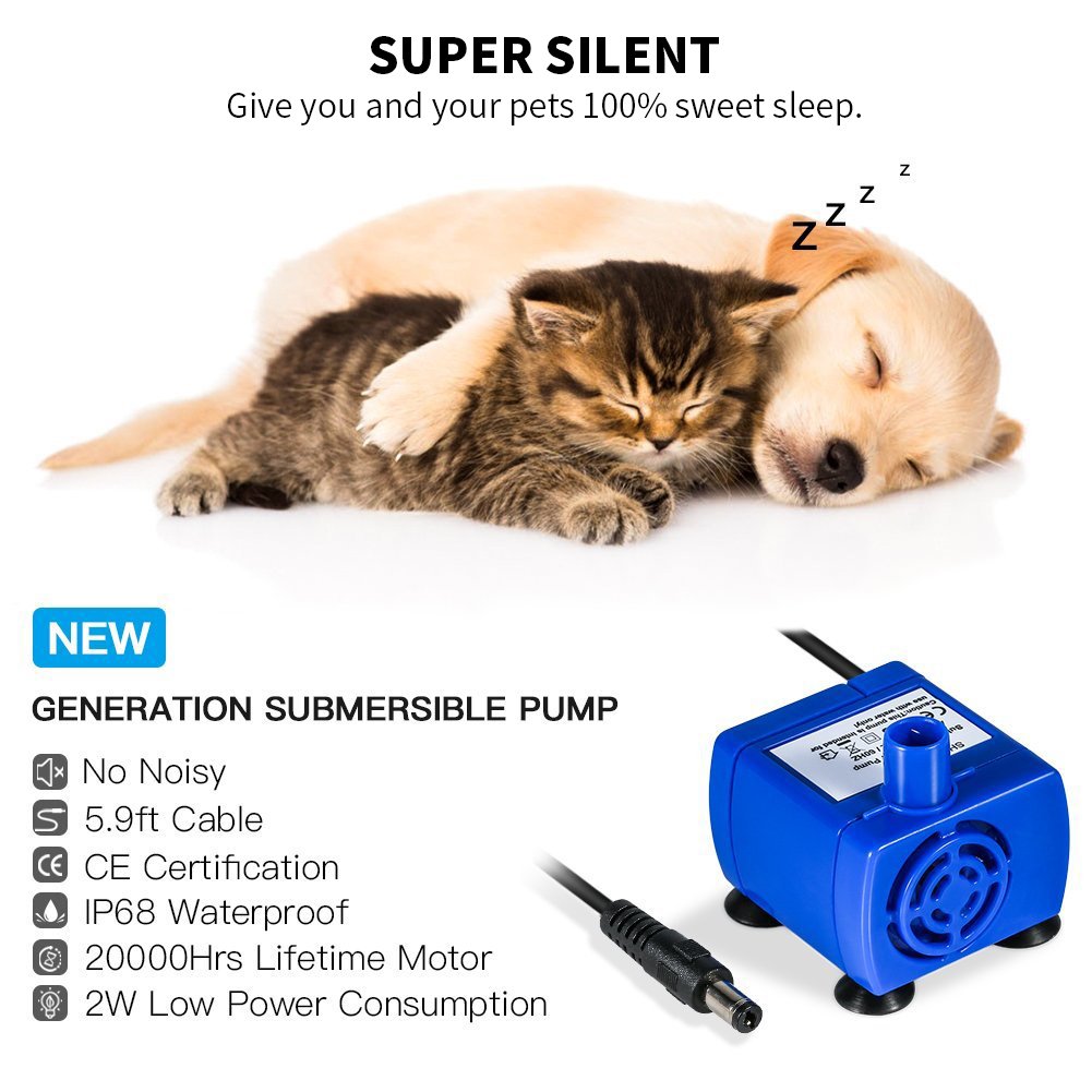 Bomba de Agua YOUTHINK Silenciosa Energética para Fuente de Mascotas con Cable de 5.9 Pies