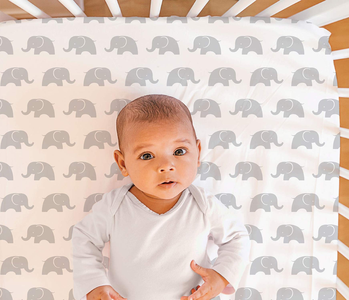 The Peanutshell Elephant Walk - Juego de ropa de cama para cuna (3 piezas), diseño de elefante