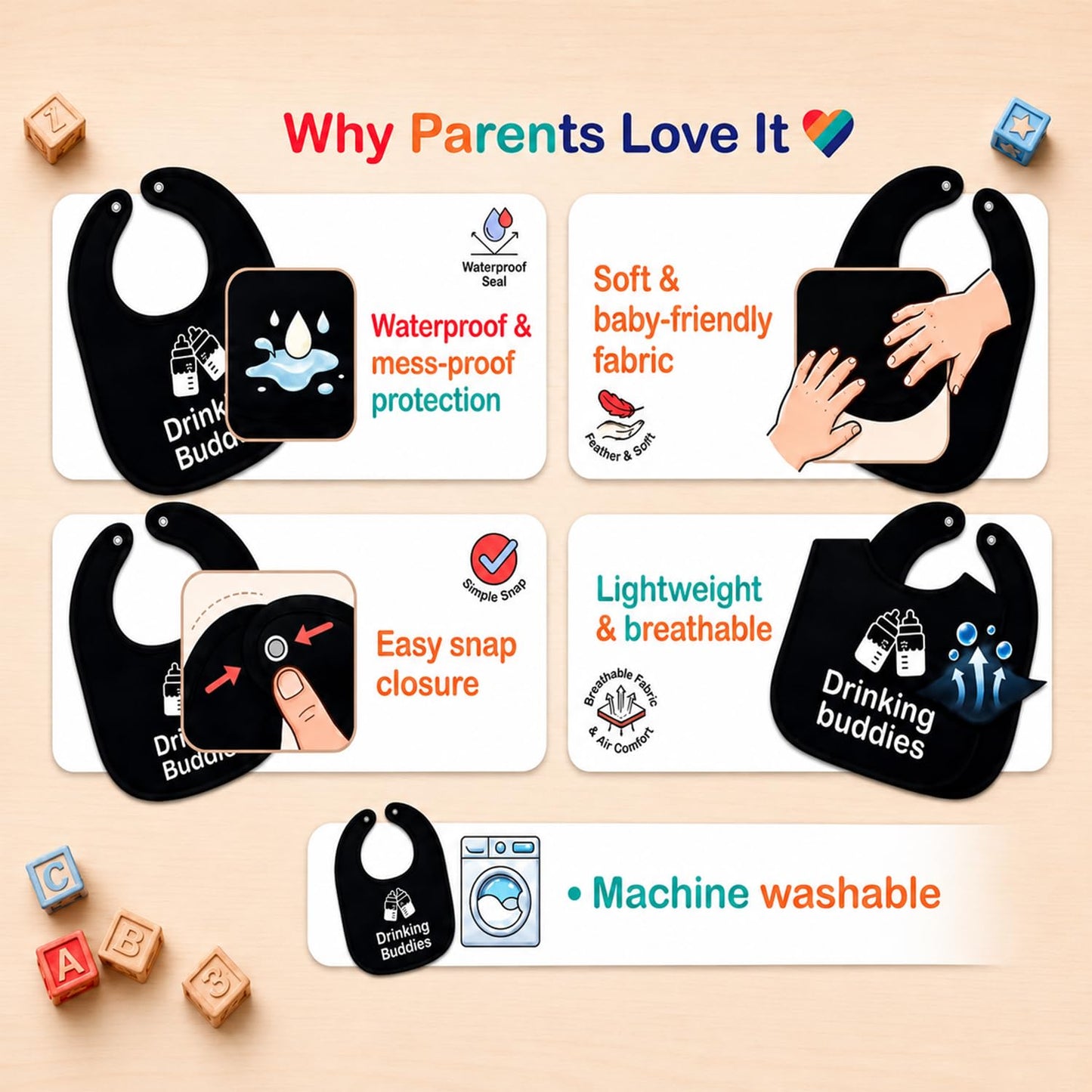 Twinstuff Baberos gemelos 100% algodón para bebés, suaves, lindos y prácticos, impermeables, duraderos, unisex, ideales para alimentación sin problemas, uso diario y proteger la ropa de derrames