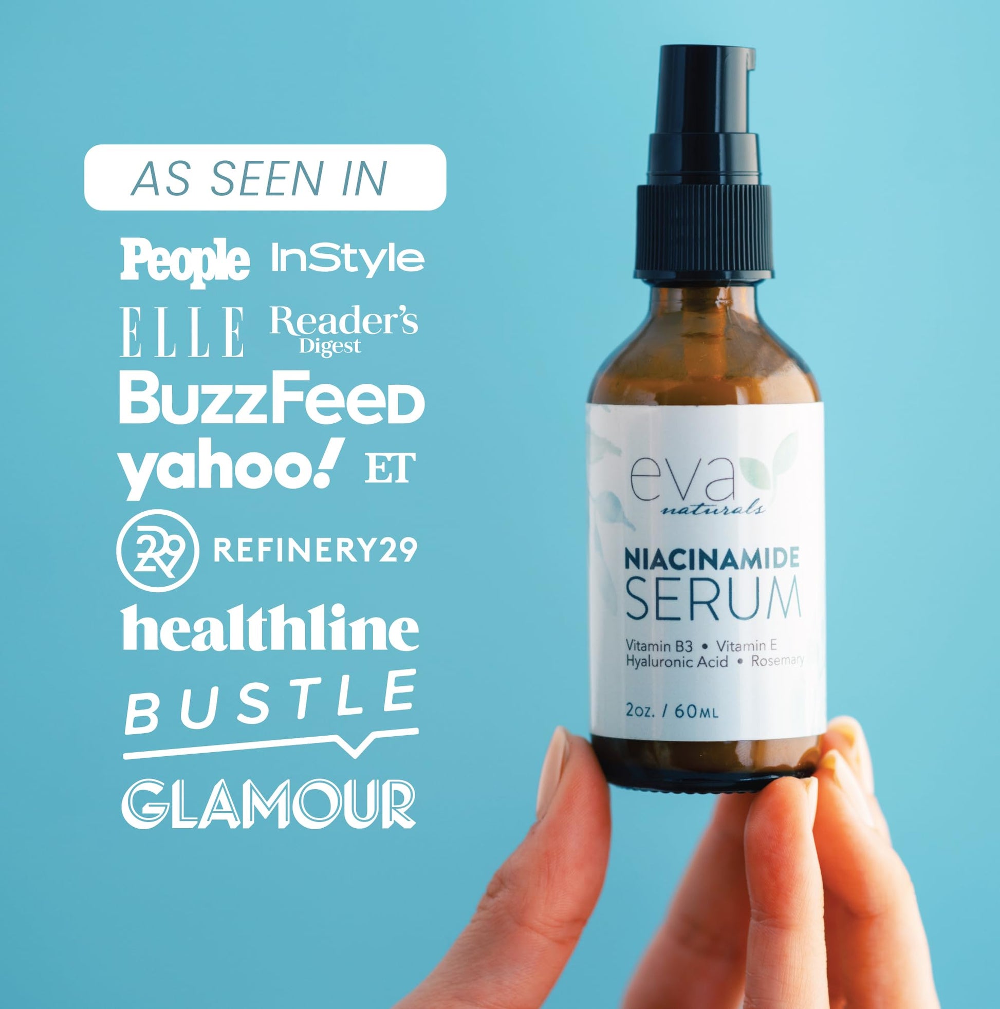 Vitamin B3 5% Niacinamide Serum by Eva Naturals (2 oz) - Niacinamide Benefits Skin with Incredible Anti-Aging and Reduces Appearance of Wrinkles, Acne and Discoloration - With Hyaluronic Acid and Aloe