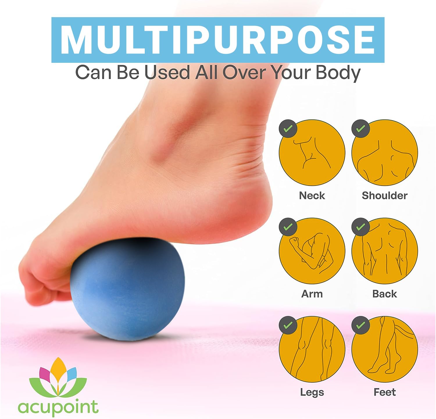 Juego de Bolas de Lacrosse Acupoint Negro para Masaje Terapéutico y Yoga