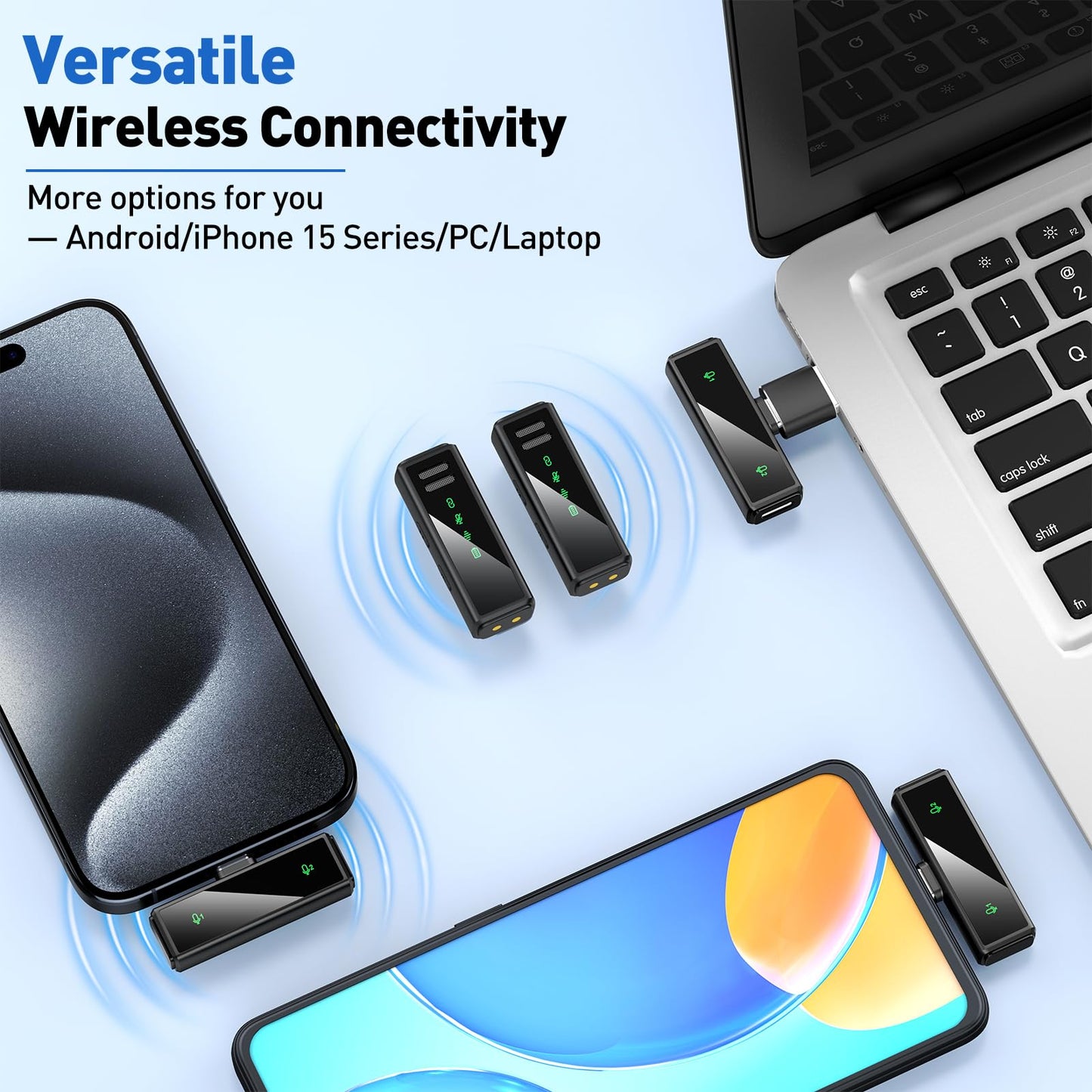 Micrófono Inalámbrico USB C VEZQUA con Cancelación de Ruido para Android, PC e iPhone 15/16