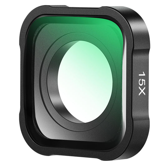 NEEWER 15X Lente Macro Compatible con GoPro Hero 12 Hero 11 Hero 10 Hero 9 Negro Cámara Acción Primer Plano Filtro Antirreflejo Multicapa HD Óptico Vidrio/Marco Aluminio, No Impermeable, LS-31